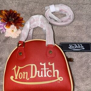 Von Dutch Red Mini Bag Y2K Winged Eyeball Purse New With Tag